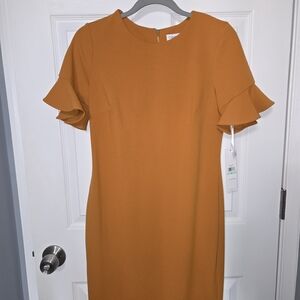 Brand New Calvin Klein Orange Short Sleeve Dress